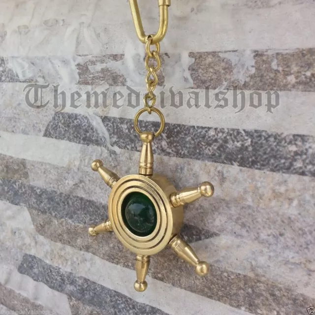 Solid Brass Captain Pocket Compass Wheel Shape Key Cahin ring New Handmade Gift