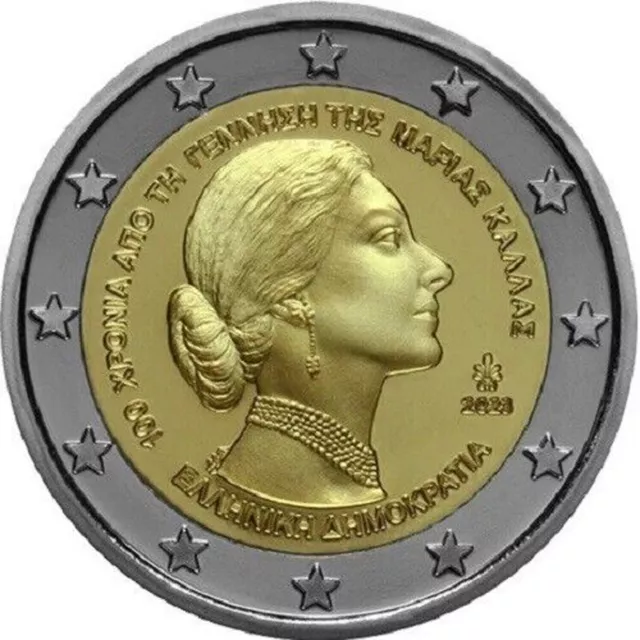 Greece 2023 .Commemorative 2 Euro Coin Maria Callas . Unc ~Fresh From Roll. L@@K