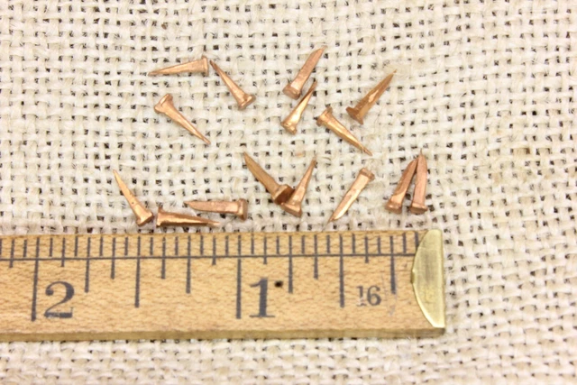 1/4” small Square head BRADS COPPER 15 Vintage NAILS Escutcheon pins USA made