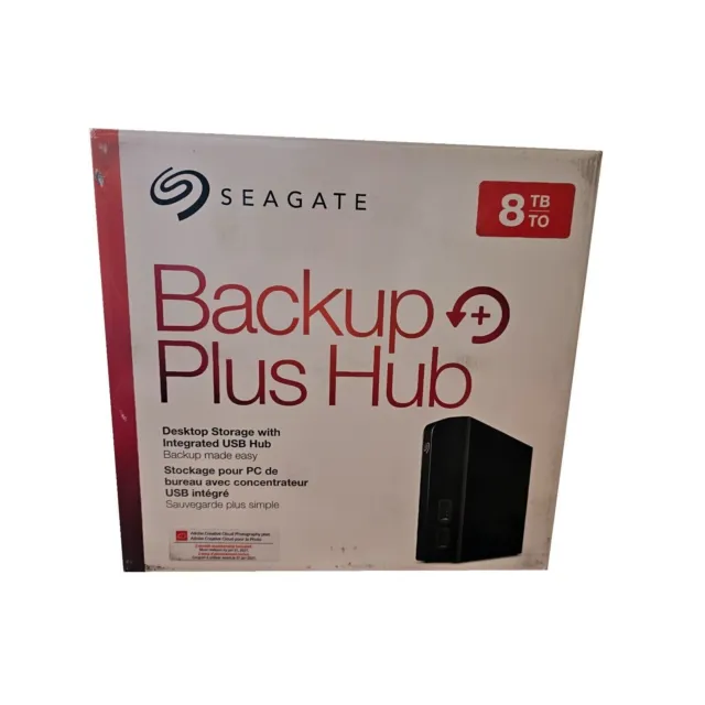 Seagate Backup Plus Hub 8 TB External Hard Drive - Black - Open Box