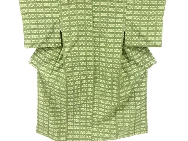 6699181: Japanese Kimono / Antique Kimono / Tsumugi / Woven Geometric