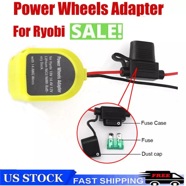 Power Wheels Adapter for Ryobi 18V P108 P107 P102 Battery Dock Power Converter