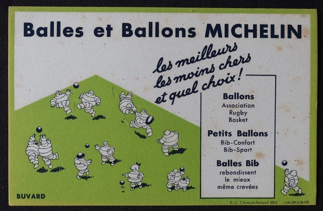BUVARD Ball & Balloons MICHELIN Bibendum Rugby Basketball Blotter Extinguisher