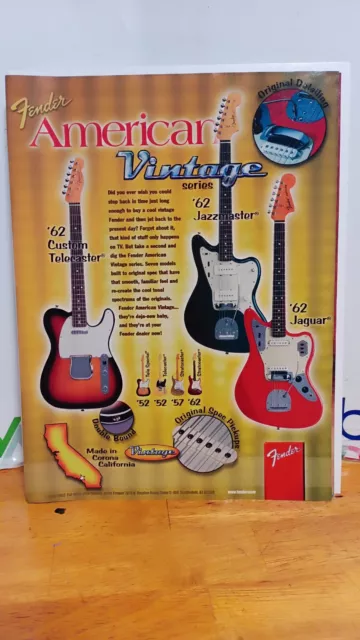American Vintage Fender Guitars Tele Jag Jazzmaster  Print Ad 11 X 8.5  . 0200
