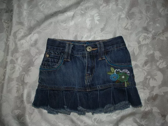 VINTAGE Girls BABY GAP Denim JEAN SKIRT Sz 2T Adj. Waist