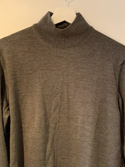 Black Brown 1826 Sweater 100% Merino Wool Made in Italy light Gray Size Small 2
