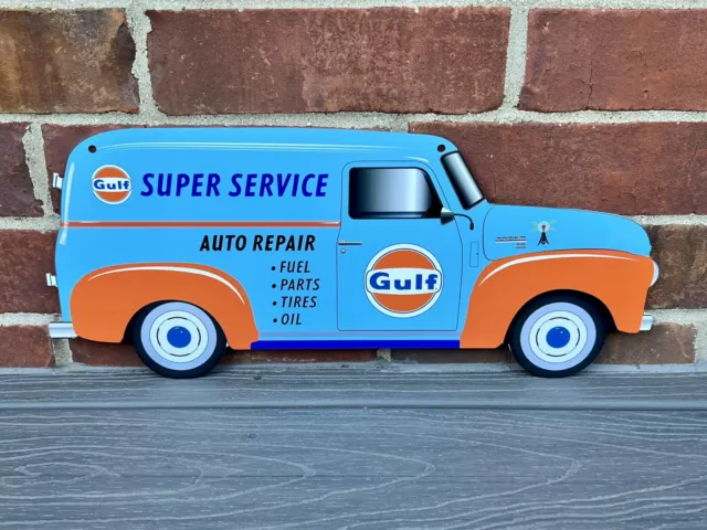 18 Inch Gulf Gasoline Chevrolet Delivery Truck Die Cut Sign