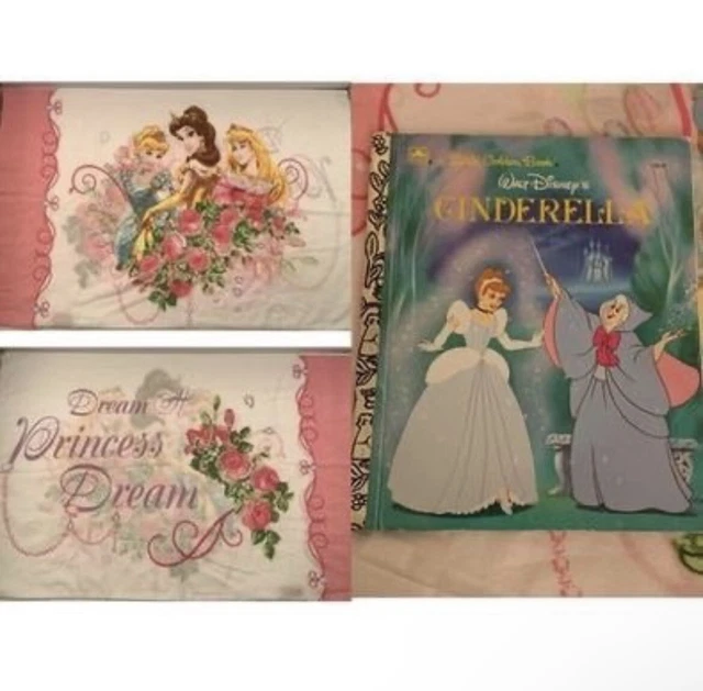 Funda de almohada de sueño de princesas de Disney y libro de Cenicienta 1986