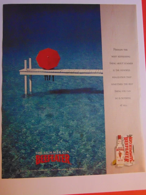 1992 BEEFEATER The Summer Gin vintage print ad