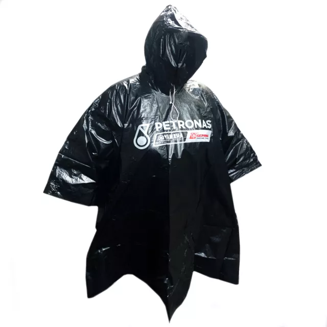 Official Yamaha Petronas Rain Poncho Black Motorcycle Waterproof Raincoat & Hood