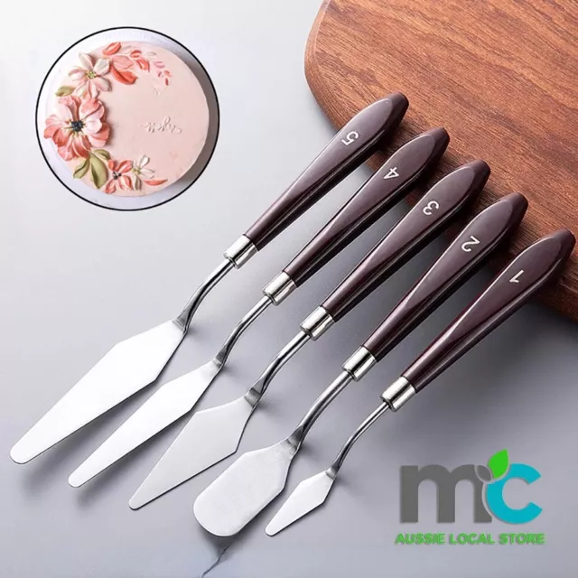 Cake Cream Spatula 5 Pcs/Set Stainless Steel Frosting Spatula Baking Pastry Tool