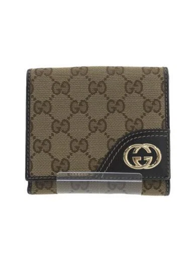 GUCCI Tri-fold Wallet Canvas BRW Full Pattern Women's