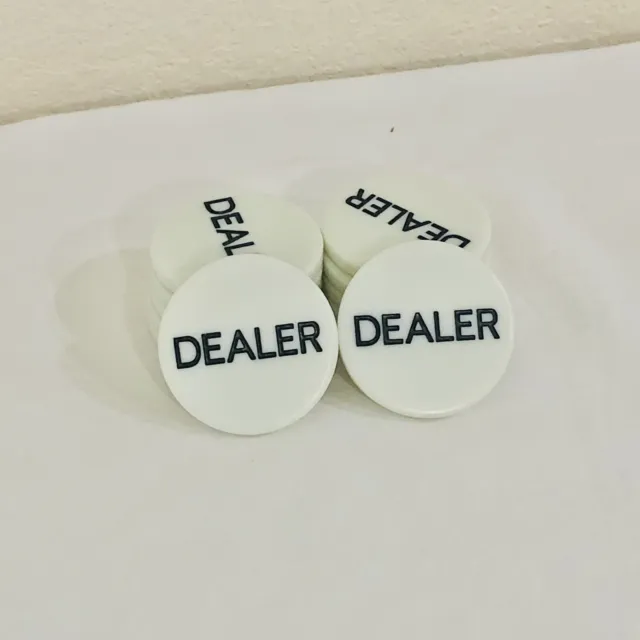 Dealer Button Lot Of 12 Acrylic Engraved White Poker Casino 2”