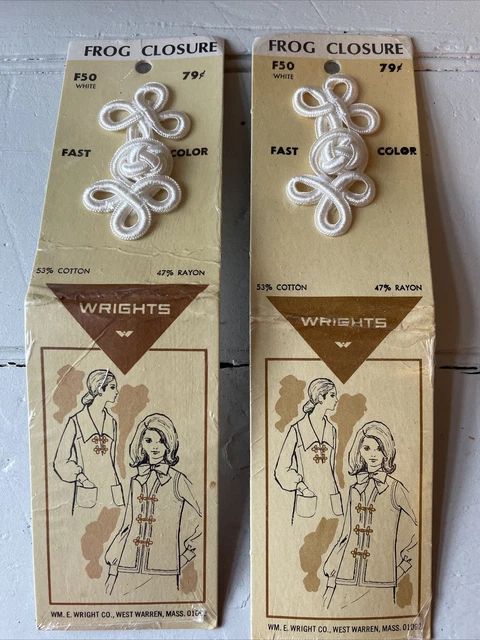 (2) Paquete Original Vintage Wright Frog Closure Blanco
