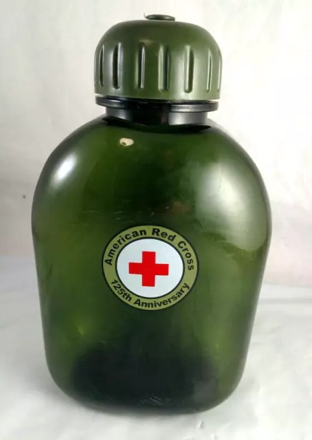 Vintage American Red Cross 125th Anniversary Canteen Plastic Water Bottle OD USA