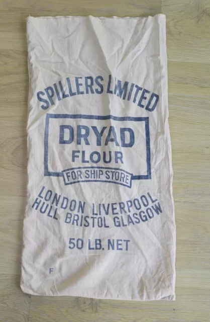 ancien grand sac de farine publicitaire anglais en tissu SPILLERS.