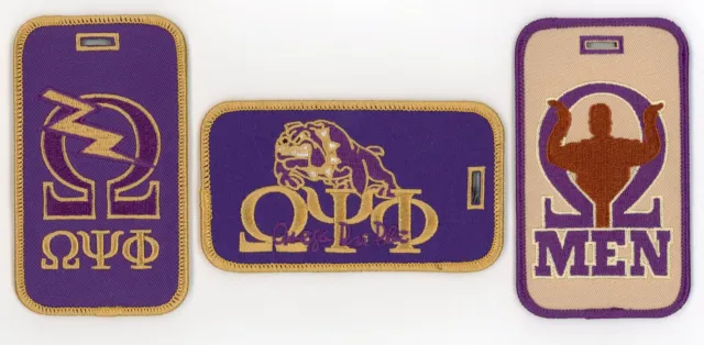 OMEGA PSI PHI Luggage ID Tags (Set of 3)  Crest /Shield Baggage Travel Back Pack