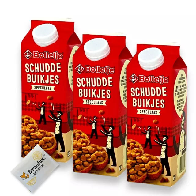 (15,54 EUR/kg) Bolletje Schudde Buikjes Holland Spekulatiuskugeln 3x 300g