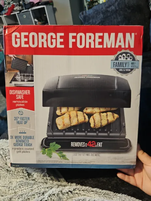 George Foreman 4 Serving Removable Plate Grill & Panini Press Black GRP1060B New