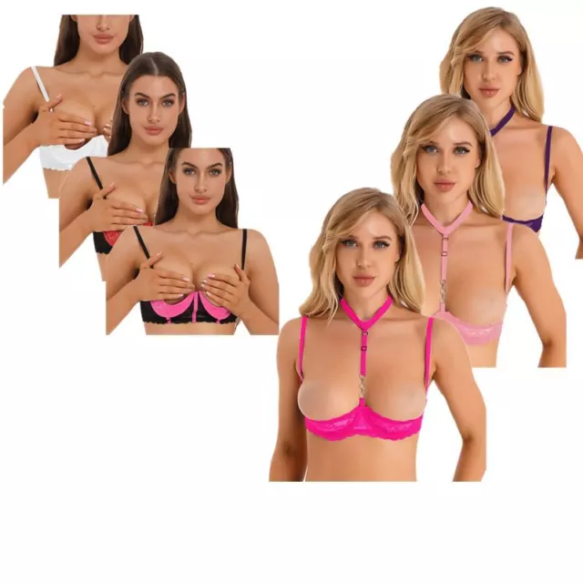 Open Cup Womens Shelf Ice Bra Cupless Lingerie Underwear Bustier Exposed  Breasts