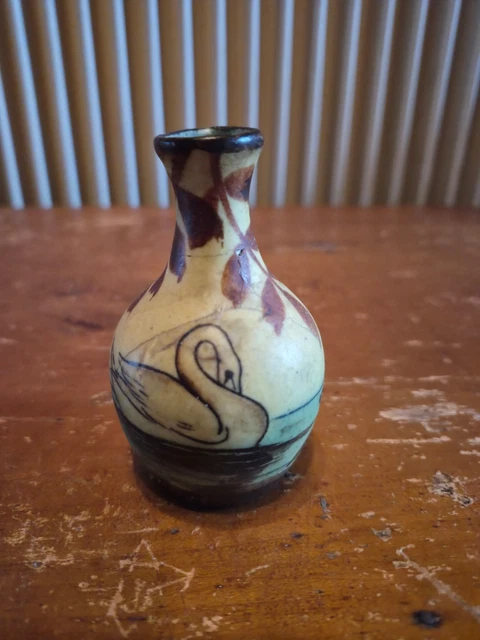 Vase Signé Jean Paul Baudoin - Couple De Bretons, 15.5 Cm, Inspiration De Quimper - Très Bon état