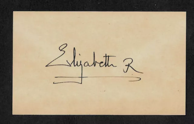 Queen Mother Elizabeth Autograph Reprint On Original Period 1950s 3x5 Card