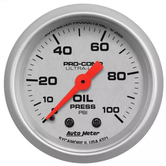 Autometer Ultra-Lite 2-1/16" Oil Pressure Gauge 0-100 Psi Mechanical AU4321