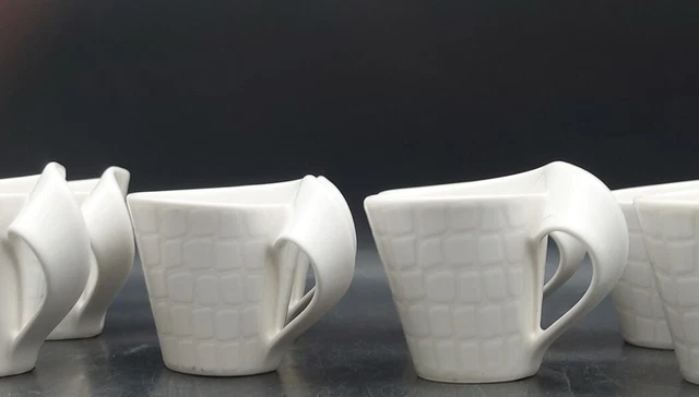 8 TASSES A CAFE MOKA NEW WAVE À RELIEFS PORCELAINE BLANCHE VILLEROY & BOCH 80ml