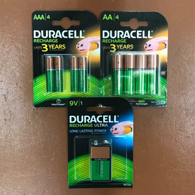 NEW Duracell Rechargeable PLUS Batteries ALL SIZES AA / AAA / 9V / C / D Battery