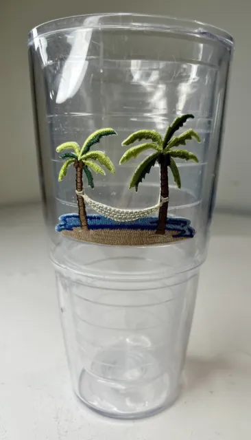 Tervis Tumbler 24 Oz Cup Palm Trees Embroidered Patch Double Insulated Walls