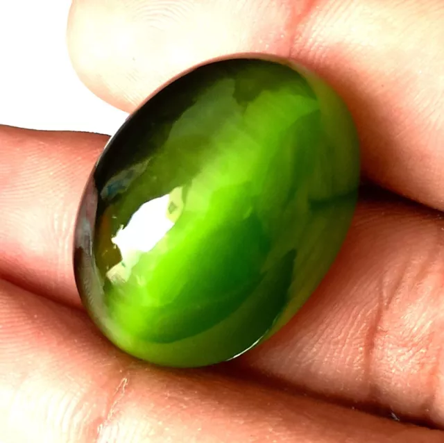 BIG Natural 58,80 carats CATS EYE forme ovale chrysobéryl pierre précieuse...