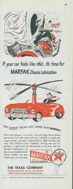 1948 Marfak Chassis Lubrication Texaco Covered Wagon Propeller Vtg Print Ad C12