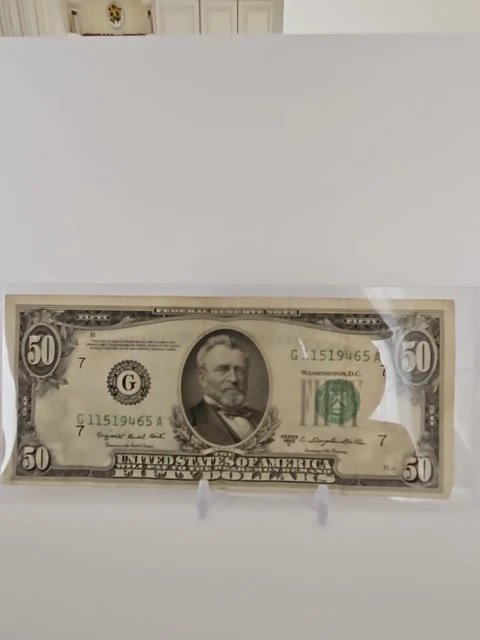 1950 C $ 50 Fifty Dollar Bill Federal Reserve Note   Vintage Currency G11519465A