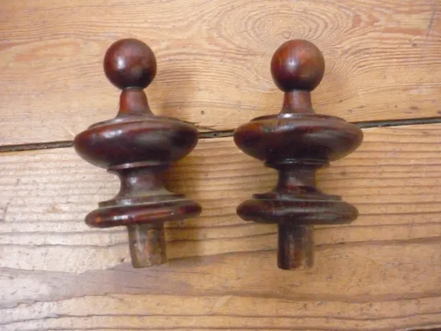 Antique French Turned wood Finials Pair,Newel,Post Finial,Furniture 19th
