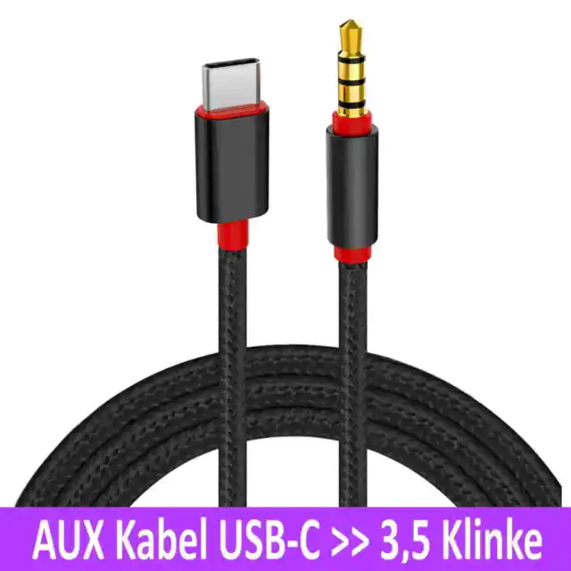 Audio Adapter Kabel USB C Aux Typ C Klinke 3,5mm Stecker Auto stereo sound 1m Gu