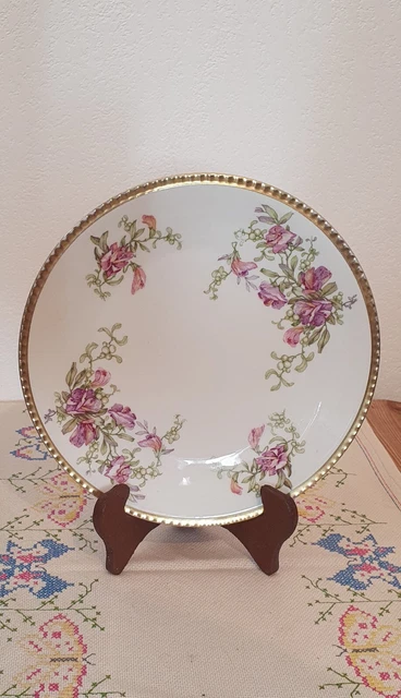 Paire D'assiettes à Main Vintage Limoges – Porcelaine De Paris – Motif Floral 22 Cm
