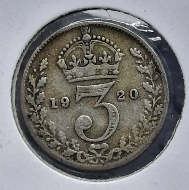 Great Britain England UK 1920 SILVER Threepence 3P 3 Pence King George V Coin