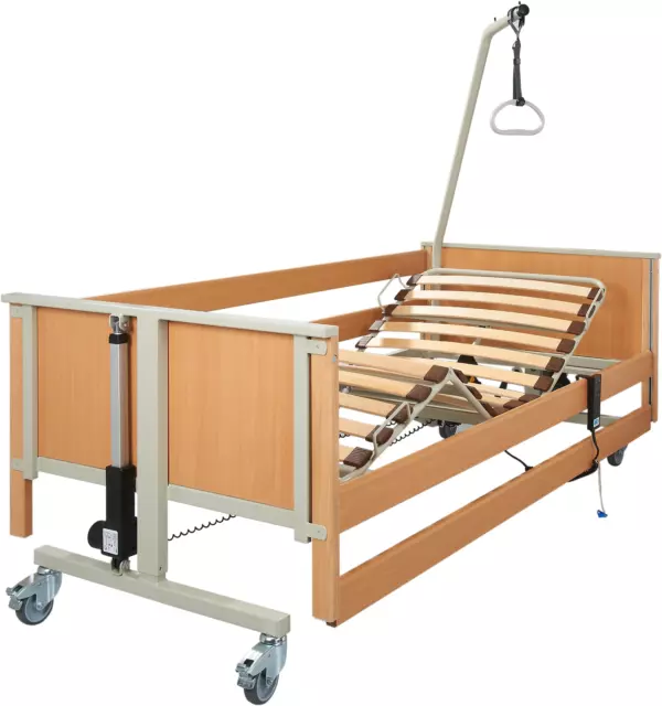 Standard Pflegebett AKS L4 - Holzfederleisten - Seitengitter Holz 3