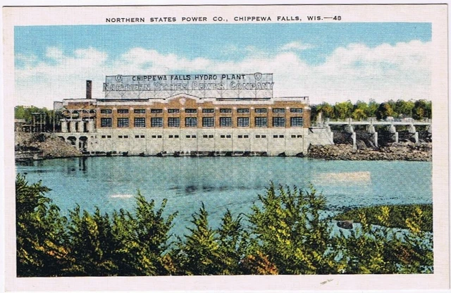 Postcard Northern States Power Co Chippewa Falls Hydro Plant Wisconsin