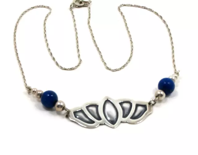 Silber Kette mit Lapis Lazuli ° 900 /1000 SILVER NECKLACE Design Silber Collier