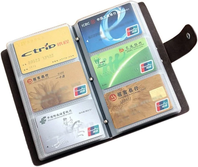 Boshiho Leather Credit Card Holder Business ID Card Case Book Style 90 Count