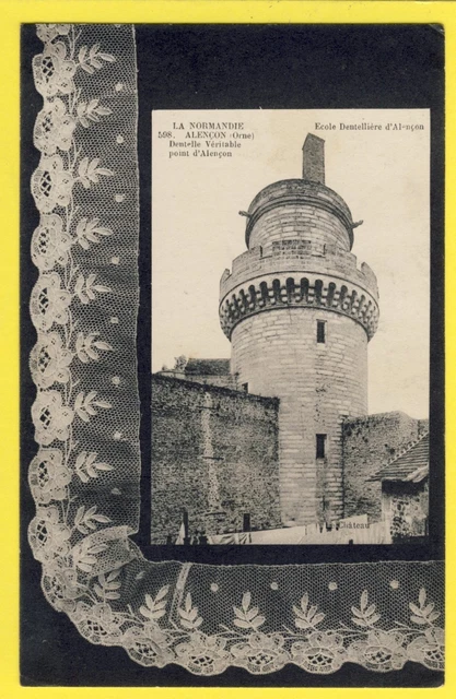 cpa NORMANDIE 61 - Echantillon de POINT d' ALENÇON Orne ECOLE DENTELLIERE LACE