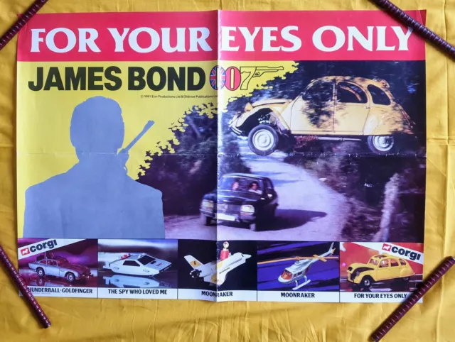 FOR YOUR EYES Only 1981 James Bond Corgi Original Poster 27 X 19.5 ...