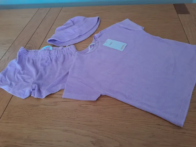 Girls 3pc Pink Short Outfit Age 6-7 From Marks And Spencer BNWT