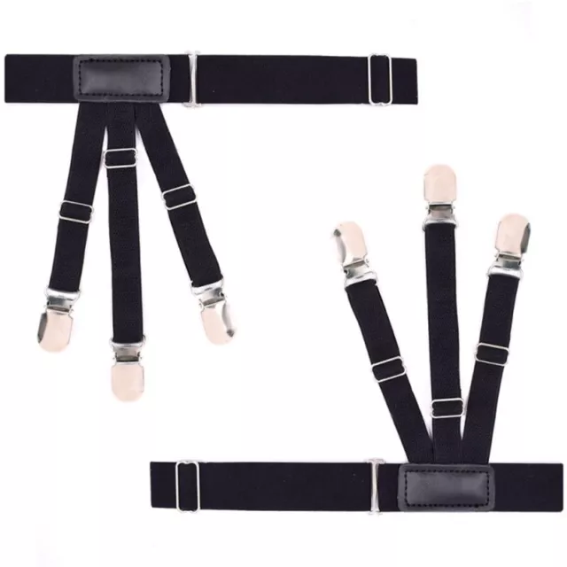 2Pcs/Set Elastic Leg Suspenders Shirt Stays Holder Straps Metal Locking Clamps