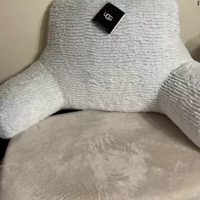 GRAY UGG DAWSON Pillow Backrest Plush Fleece Back Cushion 31x20