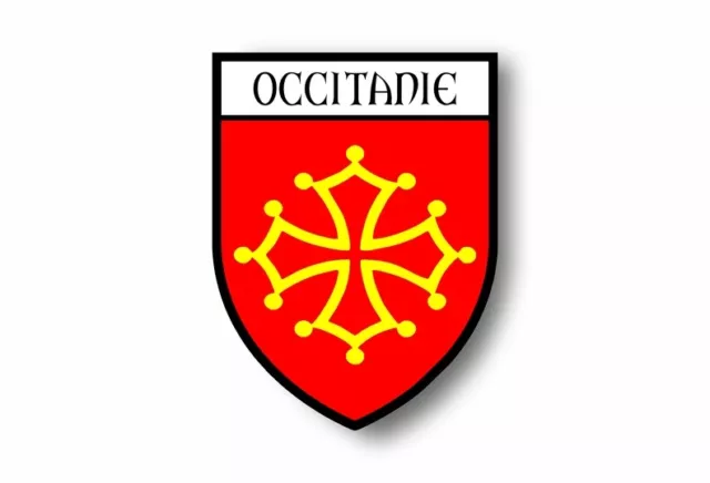 Autocollant sticker voiture moto blason ville drapeau occitanie croix