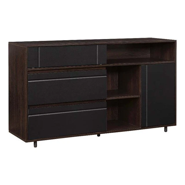 52" Contemporary Wood Storage Sideboard - Dark Espresso/ Solid Black