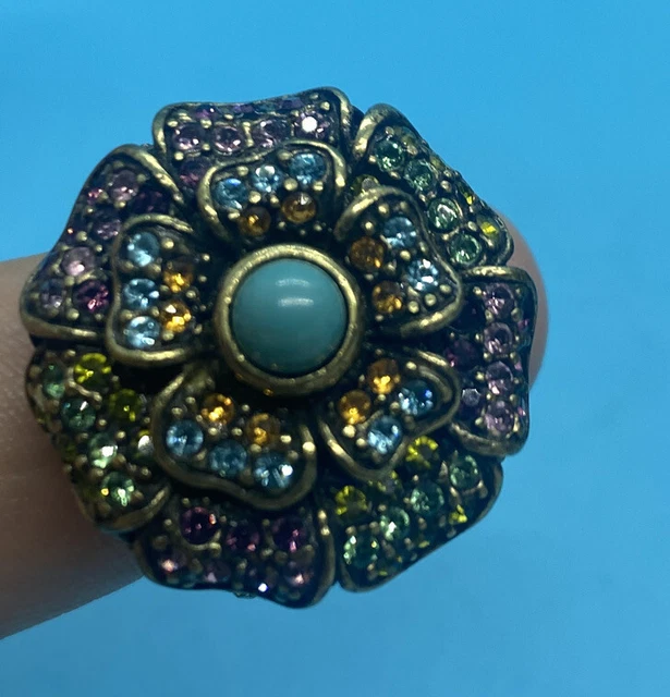 Heidi Daus Retired "Passionate Poisey" Swarovski Crystal Flower Ring - Sz 5.75