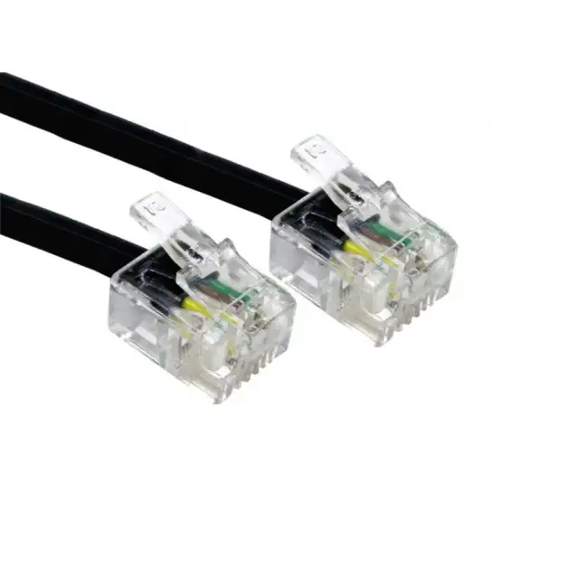 10m LONG RJ11 To RJ11 Cable Lead 4 Pin ADSL DSL Router Modem Phone 6p4c BLACK